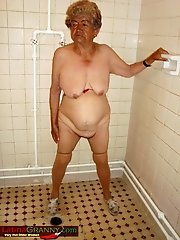 Granny showing boobs in the shower